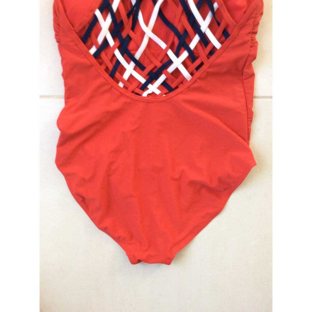 YMI Swim One Piece Swimsuit Lace Up Back Patriotic Swimwear - Picture 6 of 7